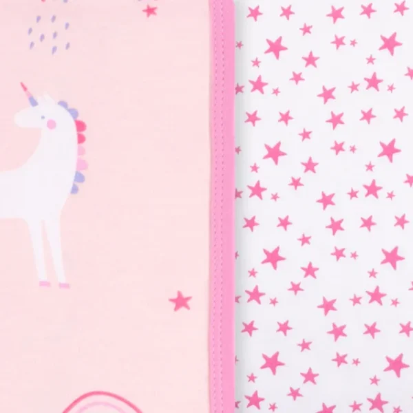 Organic Female Pink Unicorn Cotton Baby Blankets, 2 Count - Image 2