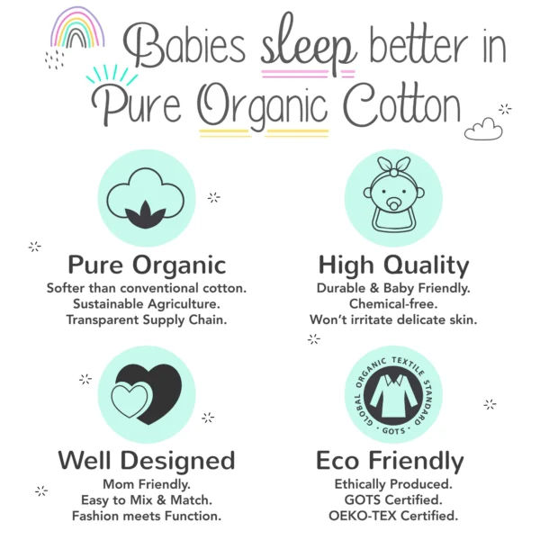Organic Female Pink Unicorn Cotton Baby Blankets, 2 Count - Image 3