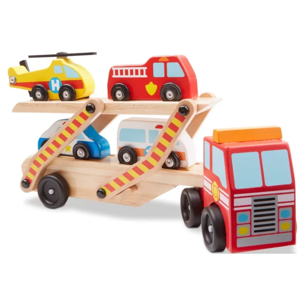 Wooden Emergency Vehicle Carrier Truck With Truck & 4 Vehicles