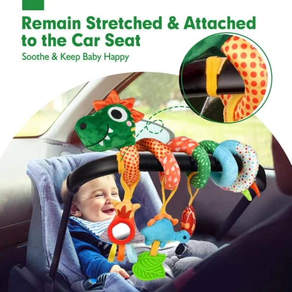 Infant Dinosaur Crib Spiral Toy with Rattle and Bell - Image 2