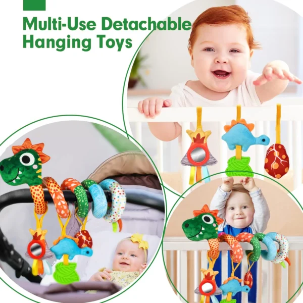 Infant Dinosaur Crib Spiral Toy with Rattle and Bell - Image 4