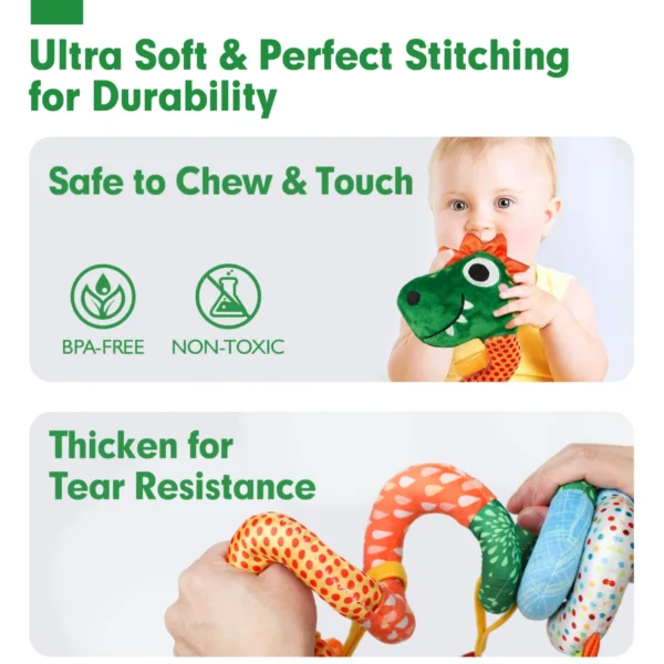 Infant Dinosaur Crib Spiral Toy with Rattle and Bell - Image 3