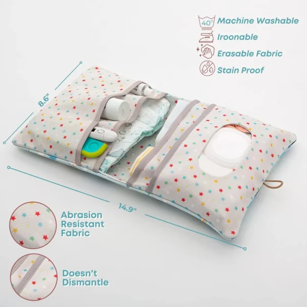 Foldable Baby Diaper Bag Organizer with Stroller Pouch – Animal - Image 3