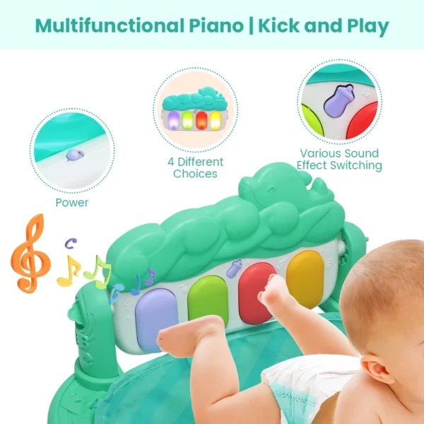 Baby Play Mat & Activity Gym with Piano, Lights & Toys – Green (0–12 Months) - Image 6
