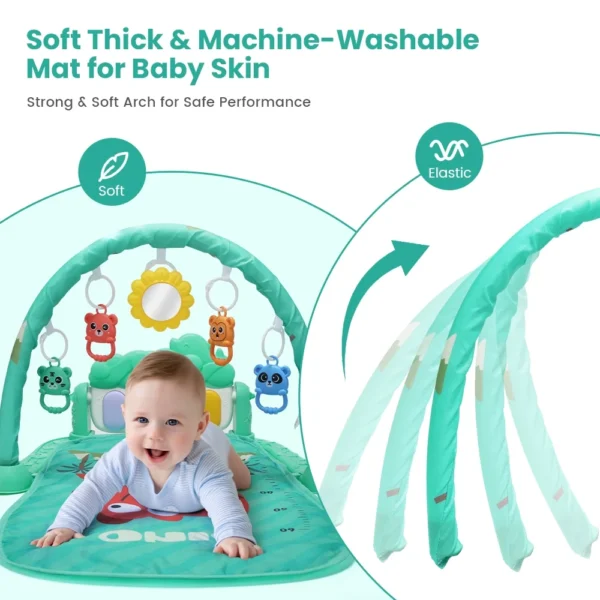 Baby Play Mat & Activity Gym with Piano, Lights & Toys – Green (0–12 Months) - Image 3