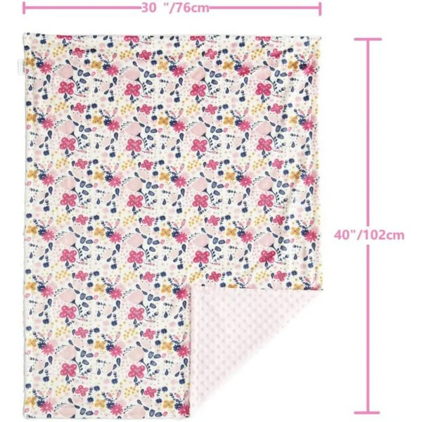 Minky Floral Baby Blanket 30"x40" – Soft Plush Crib Blanket for Girls - Image 4