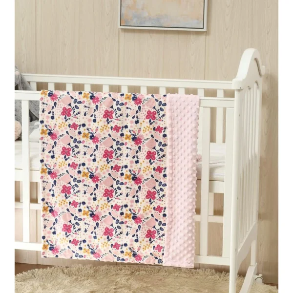 Minky Floral Baby Blanket 30"x40" – Soft Plush Crib Blanket for Girls - Image 3