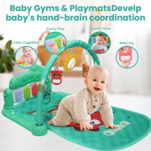 Baby Play Mat & Activity Gym with Piano, Lights & Toys – Green (0–12 Months)