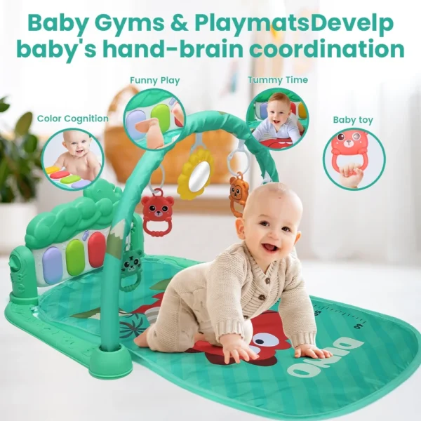 Baby Play Mat & Activity Gym with Piano, Lights & Toys – Green (0–12 Months) - Image 2