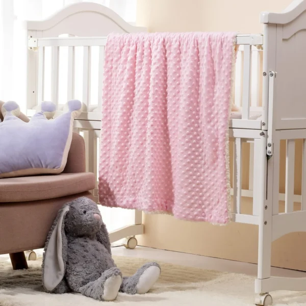Soft & Warm Sherpa Baby Blanket – 30"x40" Pink Dot, All-Season Crib & Stroller Blanket for Infants & Toddlers - Image 3