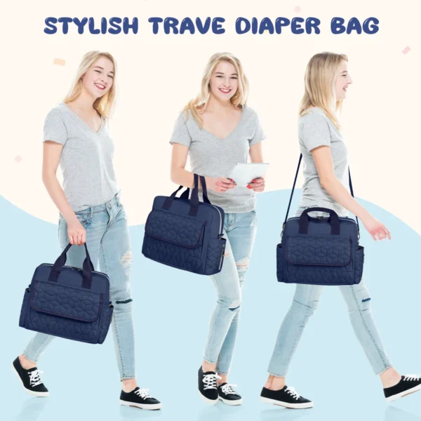 Multifunction Baby Diaper Tote Bag – Blue Large Capacity Crossbody Travel Bag for Mom & Dad - Image 4