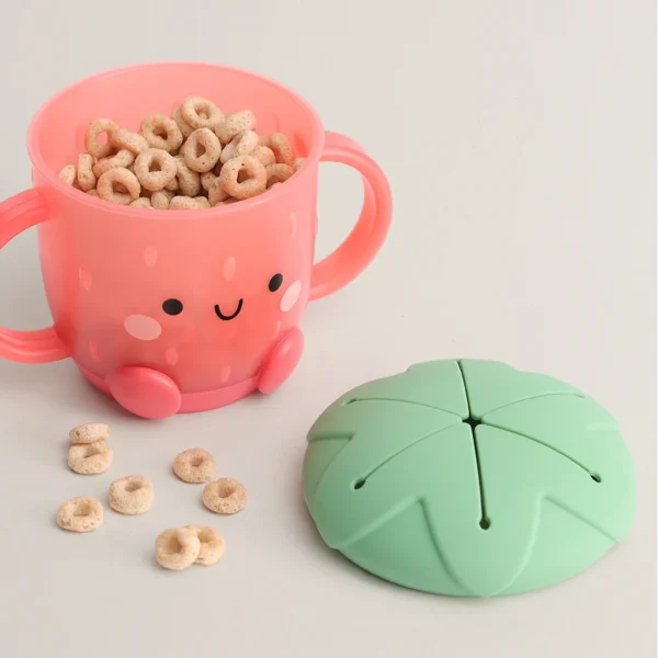 Strawberry Snack Cup with Handles – Spill-Proof Silicone Lid for Babies & Toddlers - Image 6